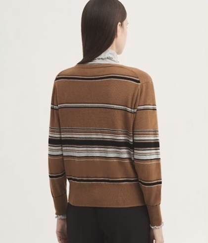 Cárdigan Chaqueta galga fina raya tricolor - Imagen 2