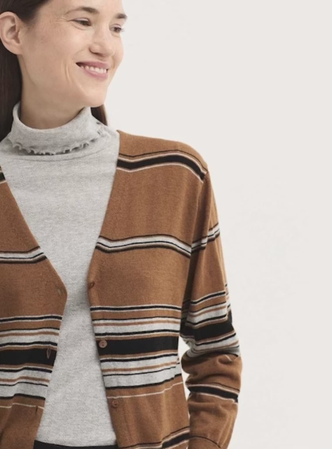 Cárdigan Chaqueta galga fina raya tricolor - Imagen 4