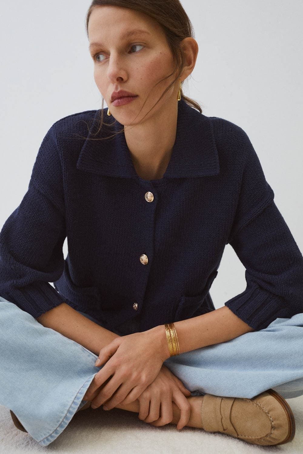 Cardigan ese O ese Algodón GRACE azul marino - Imagen 1