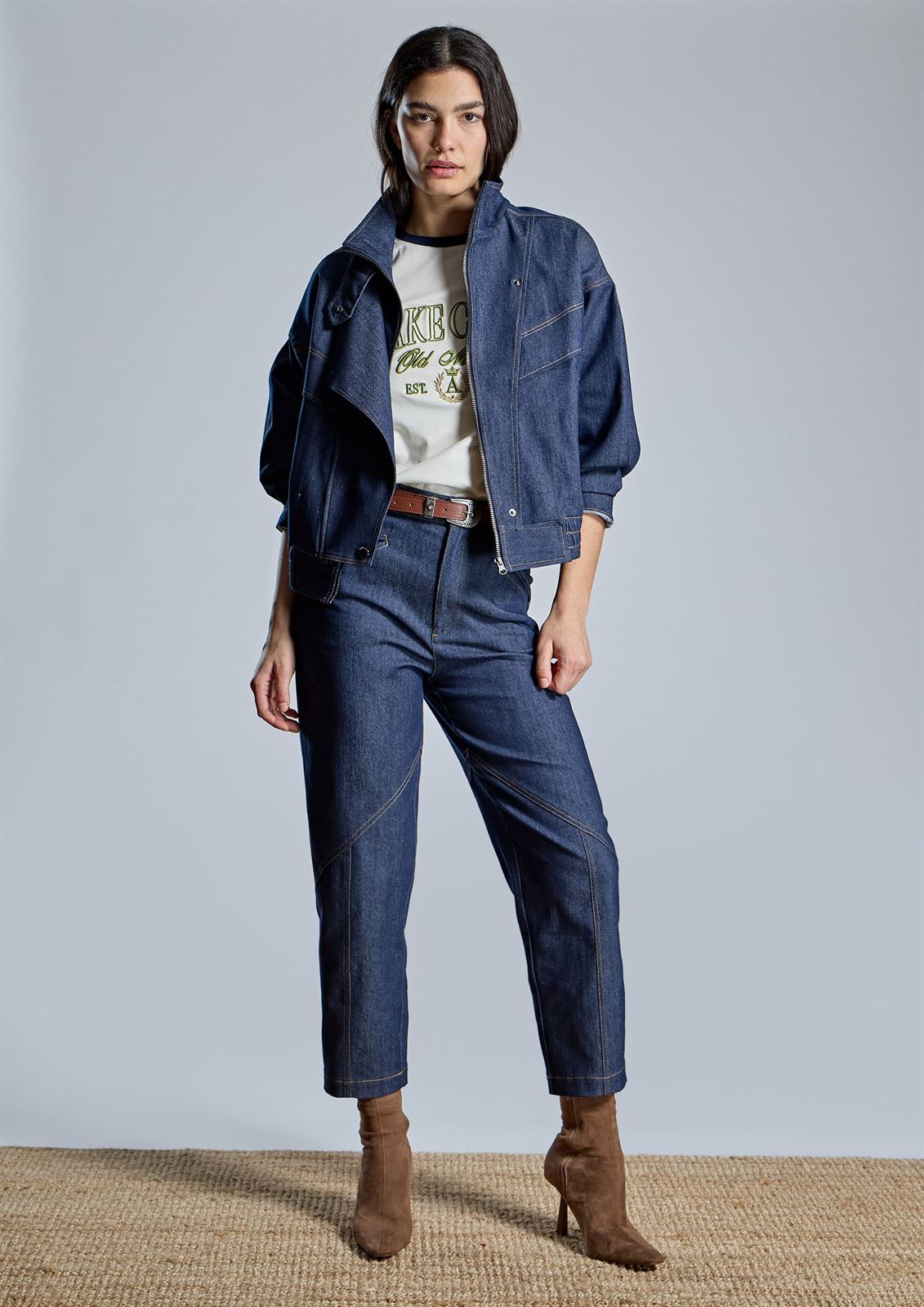 CAZADORA Alba Conde con cremallera denim azul - Imagen 6