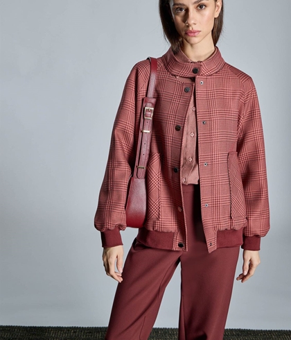 Cazadora Conde 5109-120-41bomber cuadros tejas granates - Imagen 1