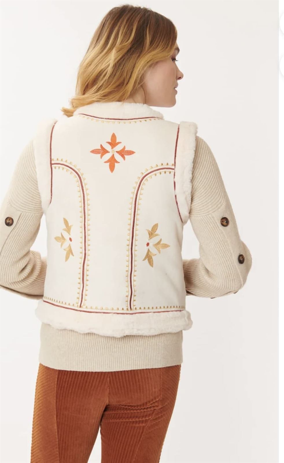 Chaleco Derhy Chantal boho crudo - Imagen 1