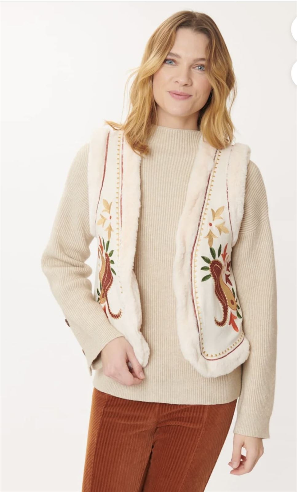 Chaleco Derhy Chantal boho crudo - Imagen 4