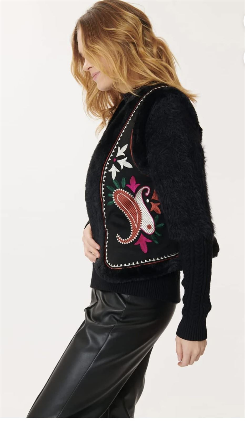 Chaleco Derhy Chantal boho negro - Imagen 1