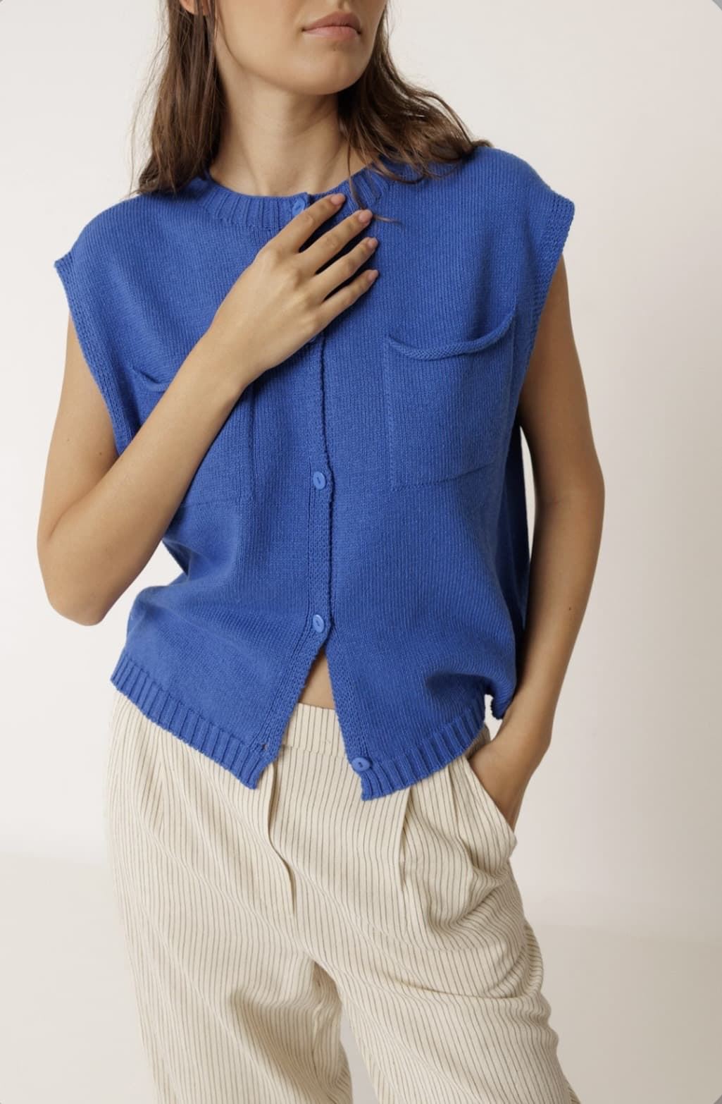 Chaleco Indi & Cold  EA520 box bolsillos azul británico - Imagen 2