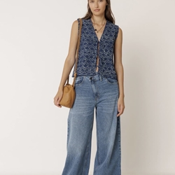 Chaleco Indi & Cold MC110 engomado con lazada azul índigo - Imagen 1