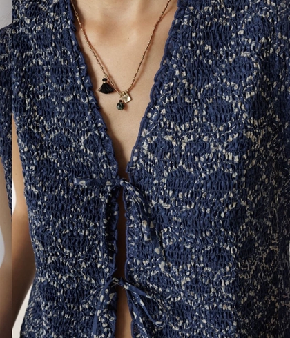 Chaleco Indi & Cold MC110 engomado con lazada azul índigo - Imagen 2