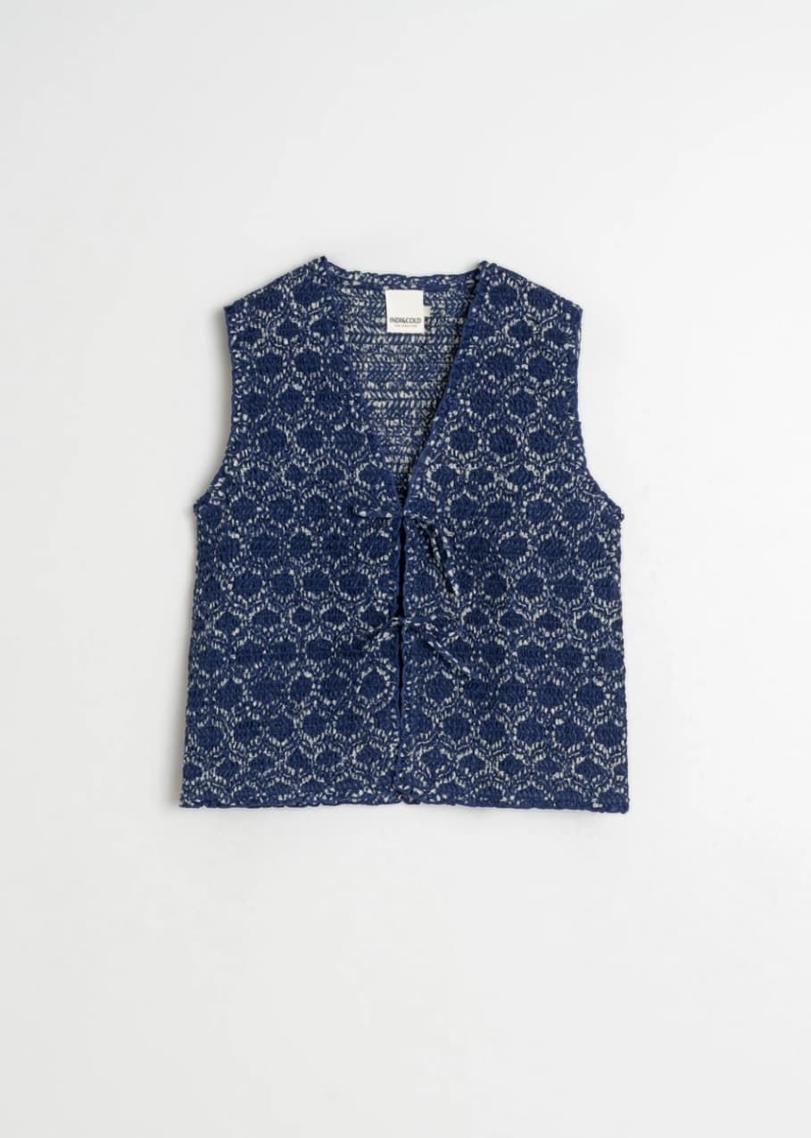 Chaleco Indi & Cold MC110 engomado con lazada azul índigo - Imagen 4