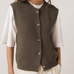 CHALECO Indi & Cold  RD526 Canalé con merino Kakhi - Imagen 1