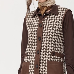 Chaleco Moglio 1138 Jacquard Punto Bicolor beige y marrón chocolate - Imagen 1