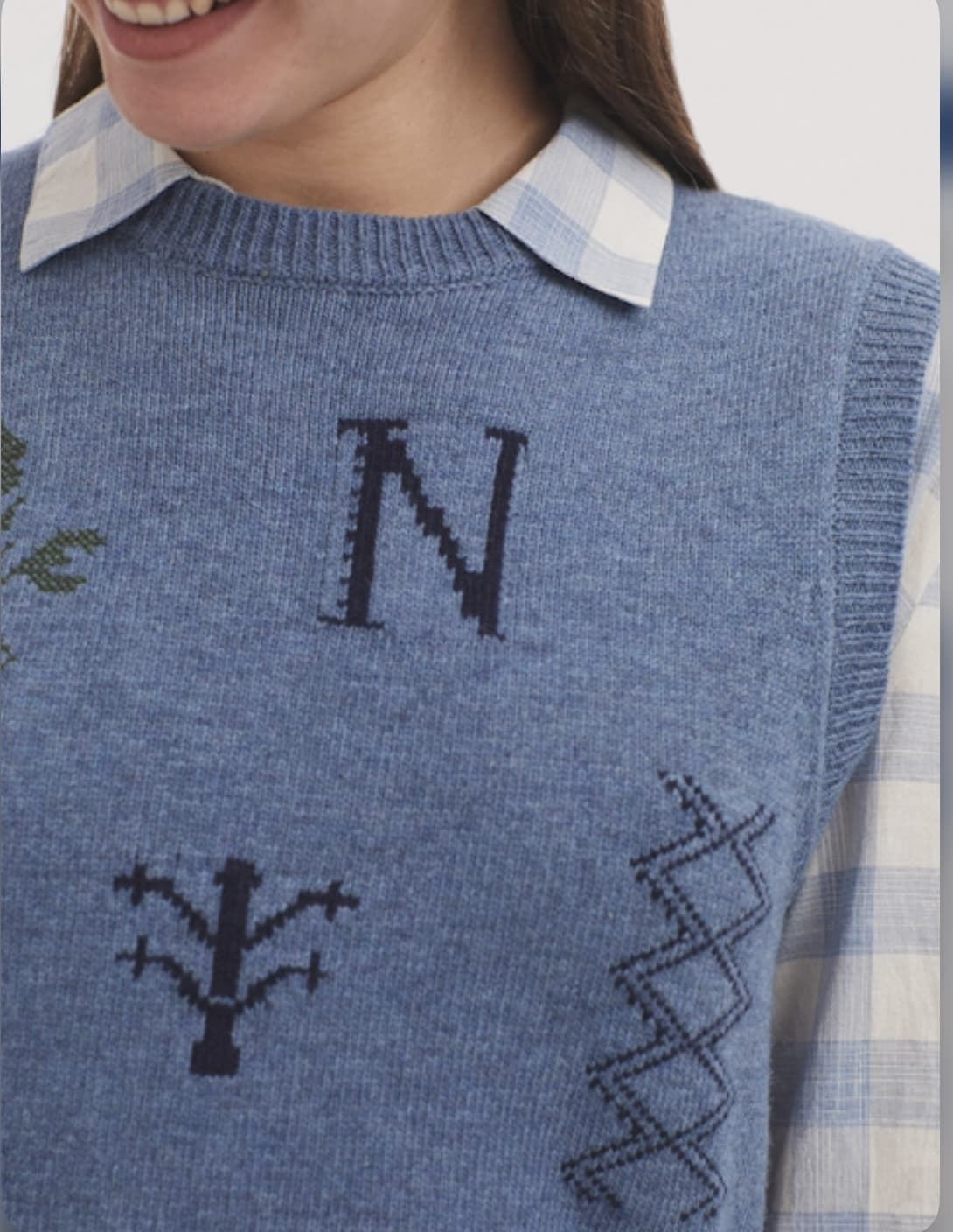 Chaleco nice things Chaleco motivos Cross Stitch azul - Imagen 1