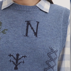 Chaleco nice things Chaleco motivos Cross Stitch azul - Imagen 1