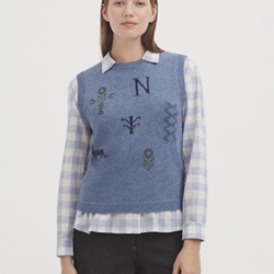 Chaleco nice things Chaleco motivos Cross Stitch azul - Imagen 2