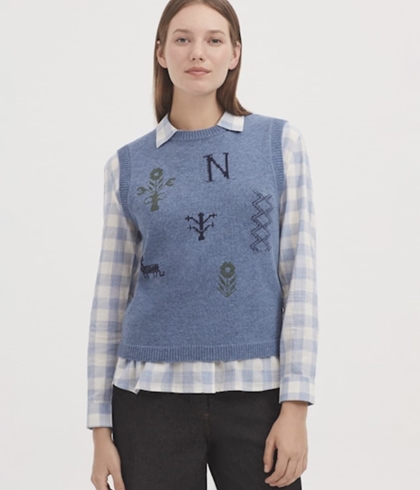 Chaleco nice things Chaleco motivos Cross Stitch azul - Imagen 2