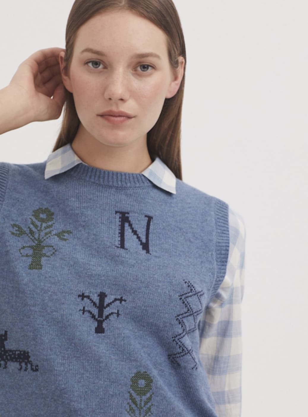 Chaleco nice things Chaleco motivos Cross Stitch azul - Imagen 4