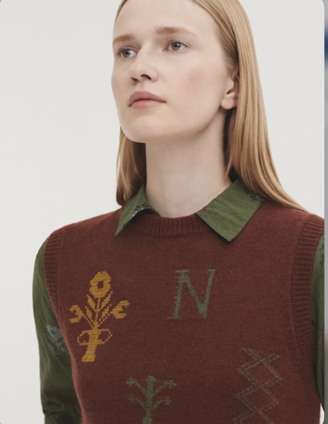 Chaleco  nice things Chaleco motivos Cross Stitch marrón teja - Imagen 1