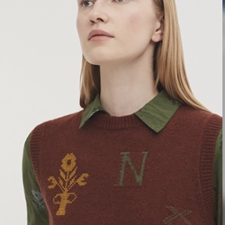 Chaleco  nice things Chaleco motivos Cross Stitch marrón teja - Imagen 1