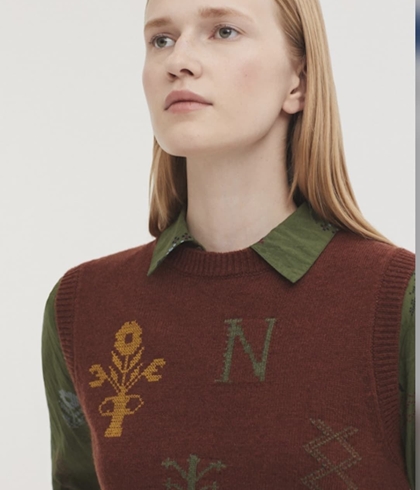 Chaleco  nice things Chaleco motivos Cross Stitch marrón teja - Imagen 1