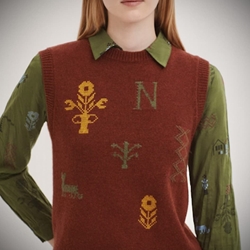 Chaleco  nice things Chaleco motivos Cross Stitch marrón teja - Imagen 2