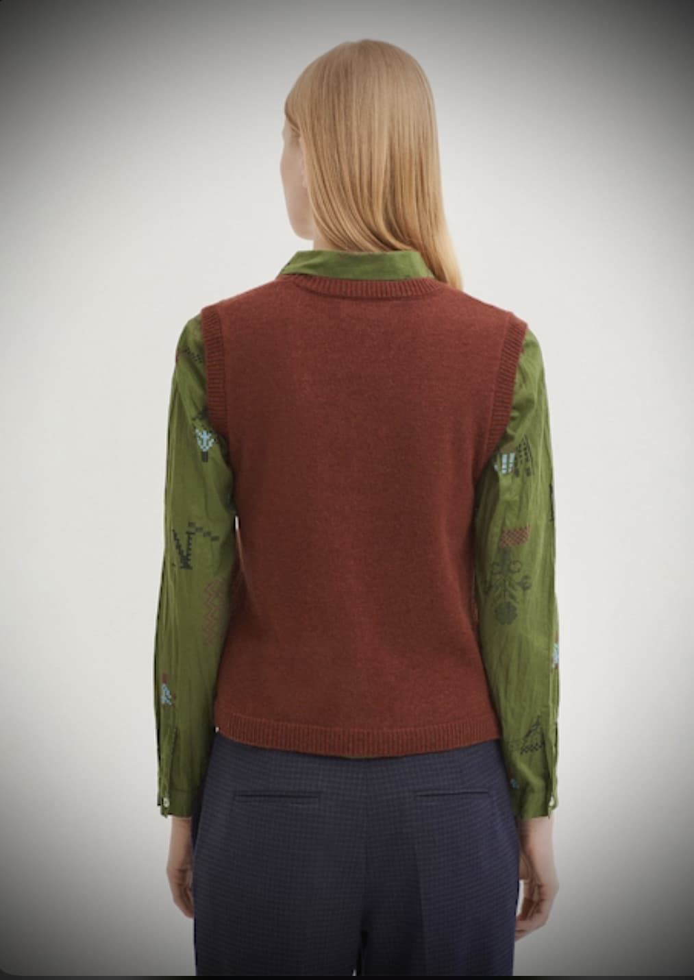 Chaleco  nice things Chaleco motivos Cross Stitch marrón teja - Imagen 4