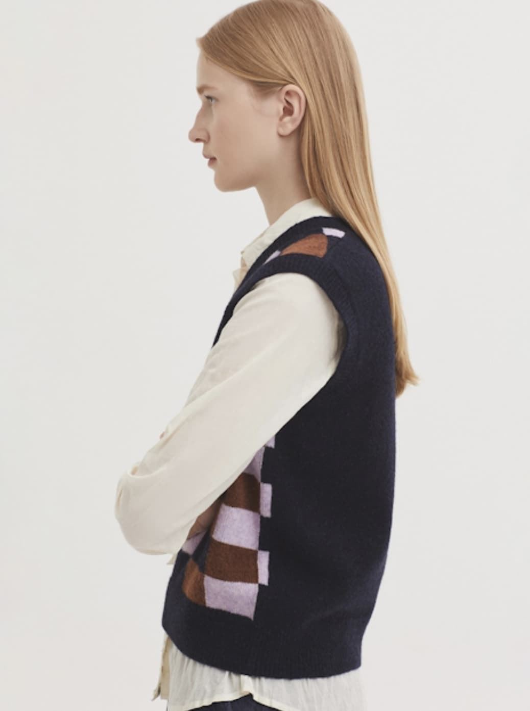 Chaleco nice things motivos geométricos lilas Cross Stitch azul - Imagen 1