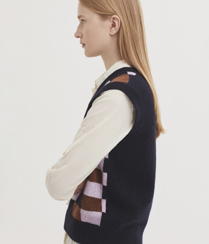 Chaleco nice things motivos geométricos lilas Cross Stitch azul - Imagen 1