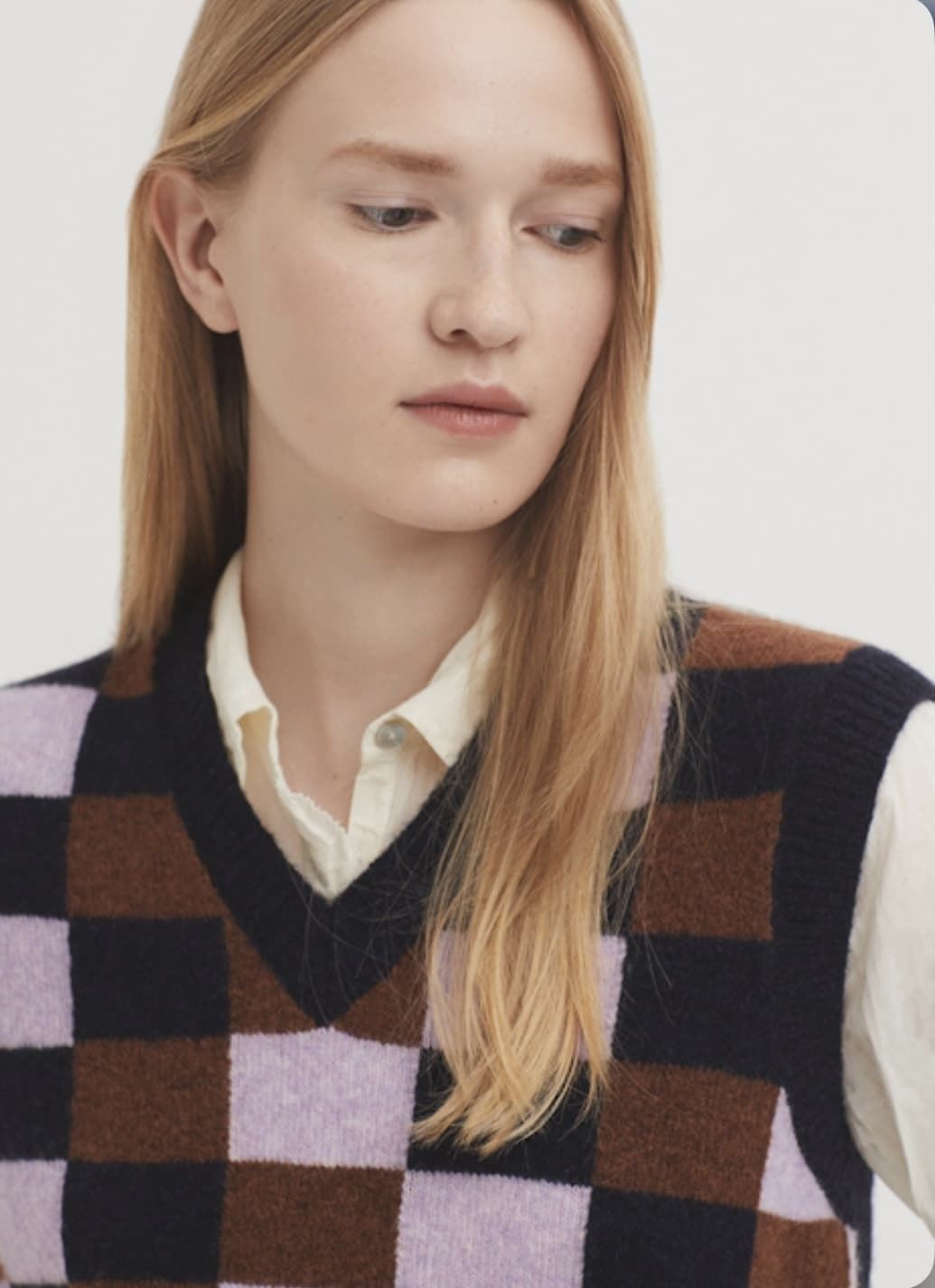 Chaleco nice things motivos geométricos lilas Cross Stitch azul - Imagen 3