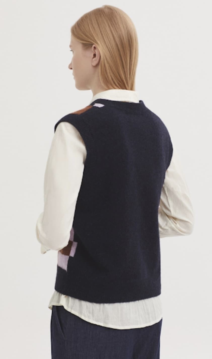 Chaleco nice things motivos geométricos lilas Cross Stitch azul - Imagen 4