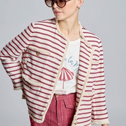 Chaqueta Alba Conde 2100-412-41 cruda con rayas granates - Imagen 2