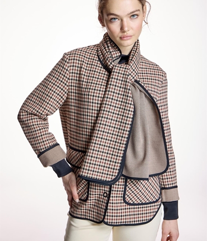 CHAQUETA ALBA CONDE 5100 DE CUADROS CON CUELLO ENVOLVENTE - Imagen 1