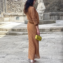 Chaqueta ARGGIDO 49504 punto crochet camel - Imagen 2