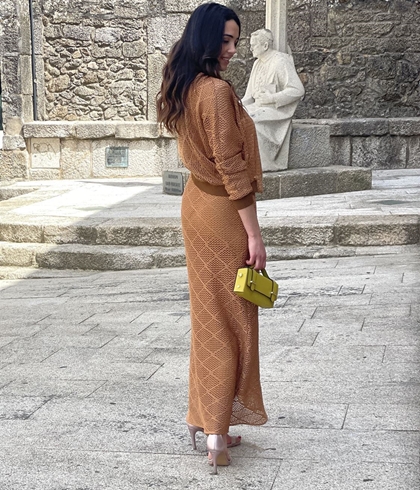 Chaqueta ARGGIDO 49504 punto crochet camel - Imagen 2