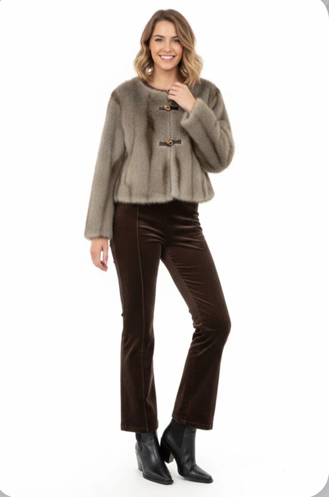 CHAQUETA CORTA GAYLORD DE PIEL SINTÉTICA Beige grisácea - Imagen 2