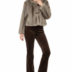 CHAQUETA CORTA GAYLORD DE PIEL SINTÉTICA Beige grisácea - Imagen 2