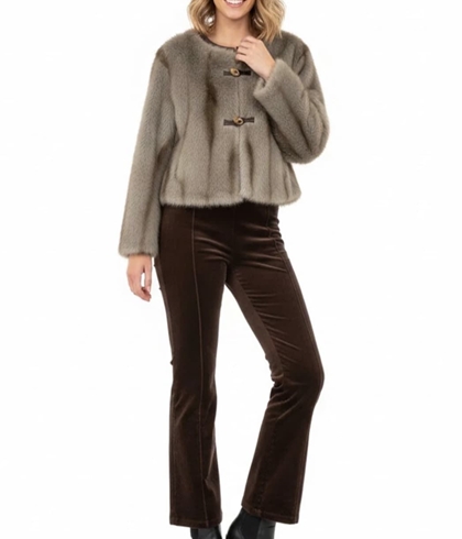 CHAQUETA CORTA GAYLORD DE PIEL SINTÉTICA Beige grisácea - Imagen 2