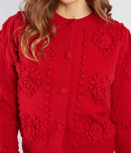 Chaqueta Derhy BABY GILET MAILLE roja - Imagen 2