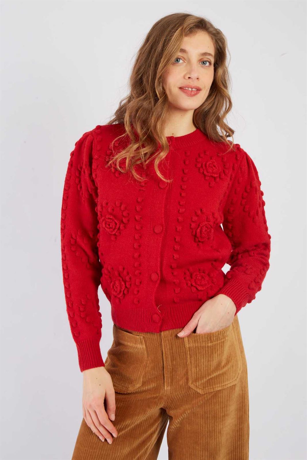 Chaqueta Derhy BABY GILET MAILLE roja - Imagen 3