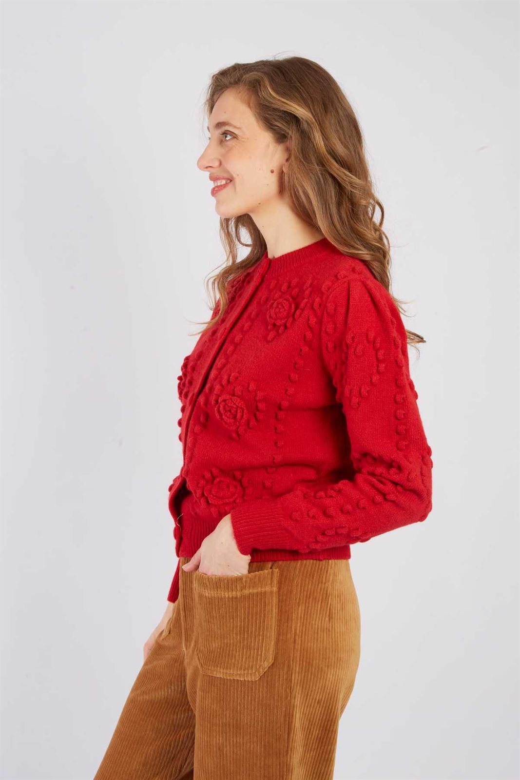 Chaqueta Derhy BABY GILET MAILLE roja - Imagen 5