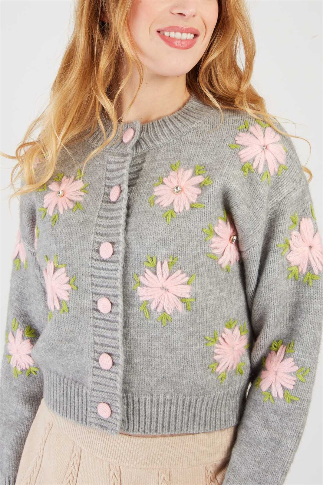 Chaqueta Derhy BALLADE GILET punto  bordada gris - Imagen 1