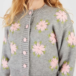 Chaqueta Derhy BALLADE GILET punto  bordada gris - Imagen 1