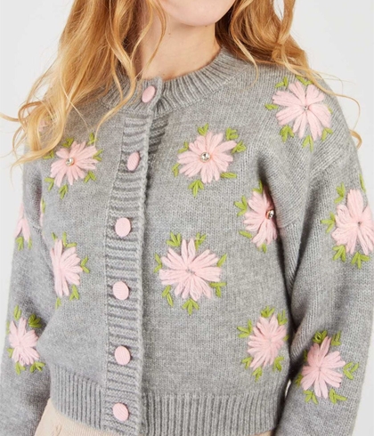 Chaqueta Derhy BALLADE GILET punto  bordada gris - Imagen 1