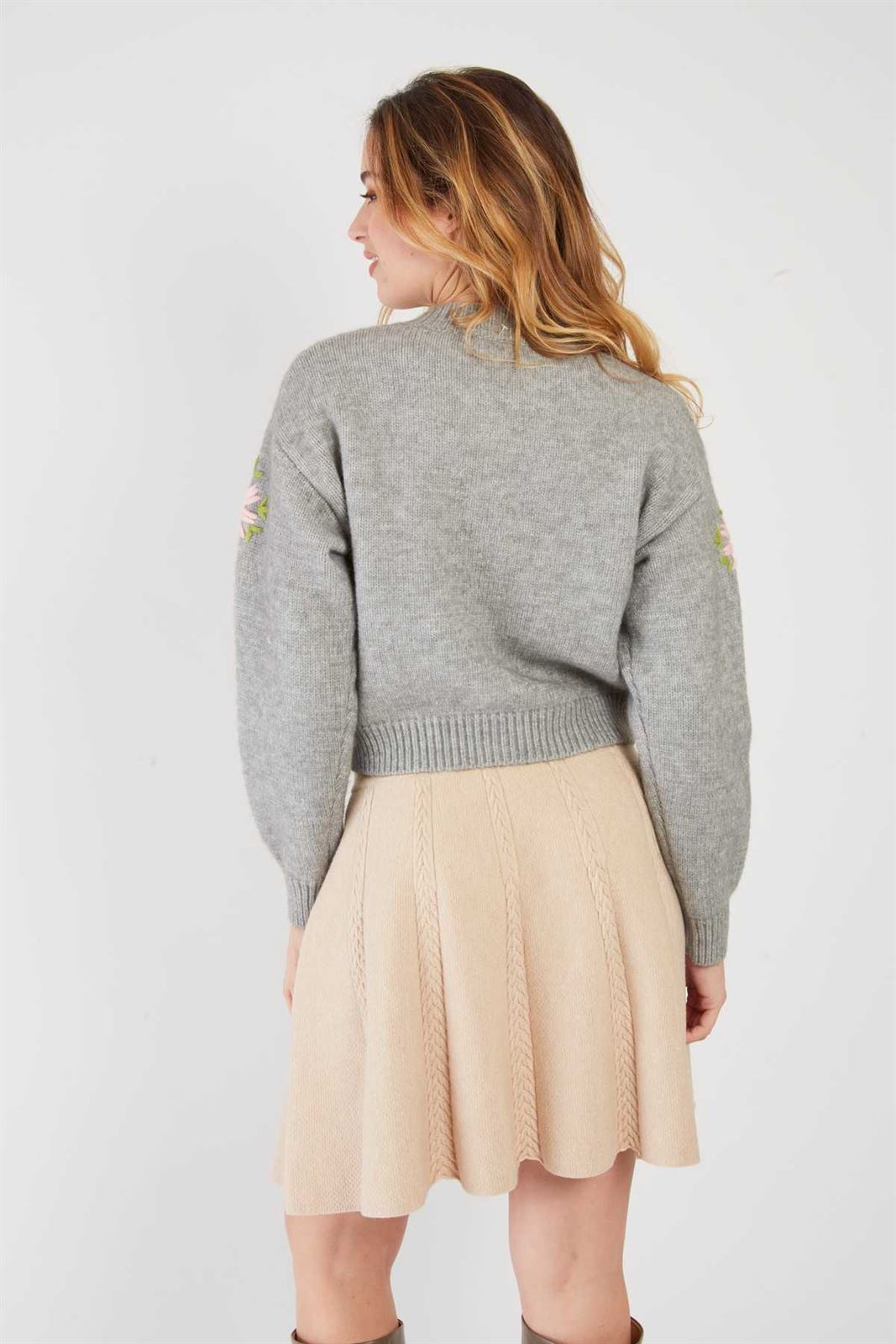 Chaqueta Derhy BALLADE GILET punto  bordada gris - Imagen 2