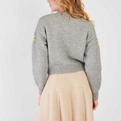 Chaqueta Derhy BALLADE GILET punto  bordada gris - Imagen 2