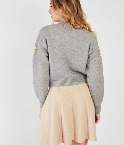 Chaqueta Derhy BALLADE GILET punto  bordada gris - Imagen 2