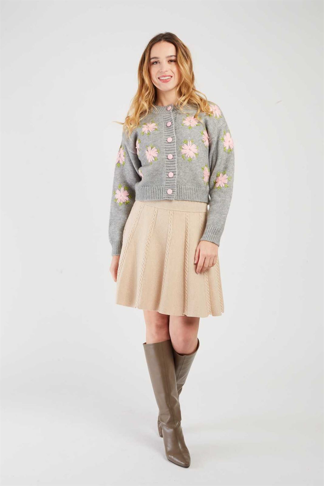 Chaqueta Derhy BALLADE GILET punto  bordada gris - Imagen 4