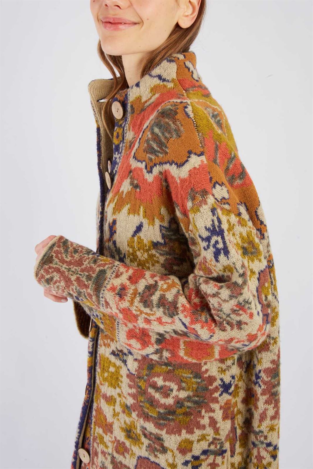 Chaqueta Derhy BARBADES estampada geométricos ocres, camel. - Imagen 1