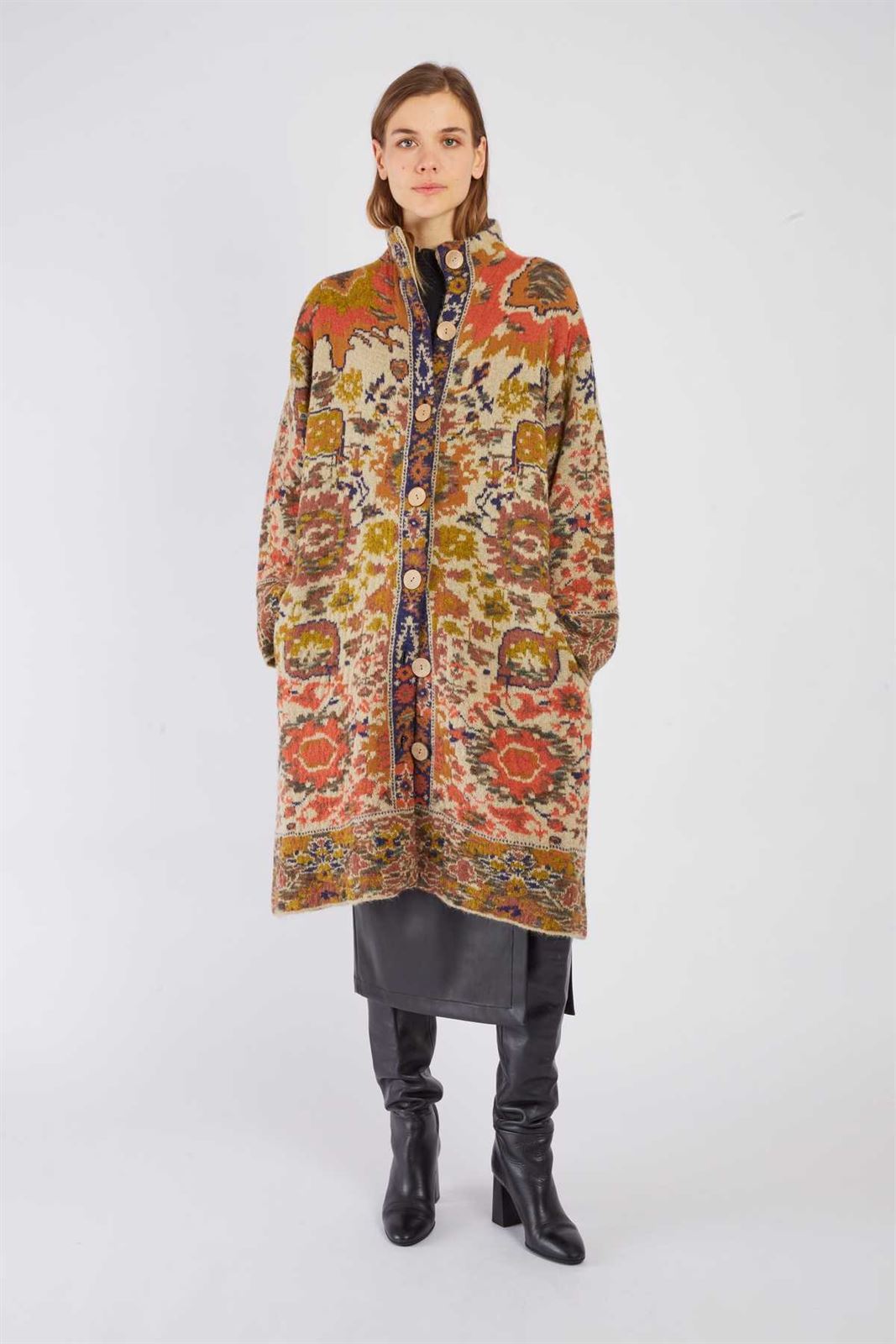 Chaqueta Derhy BARBADES estampada geométricos ocres, camel. - Imagen 4