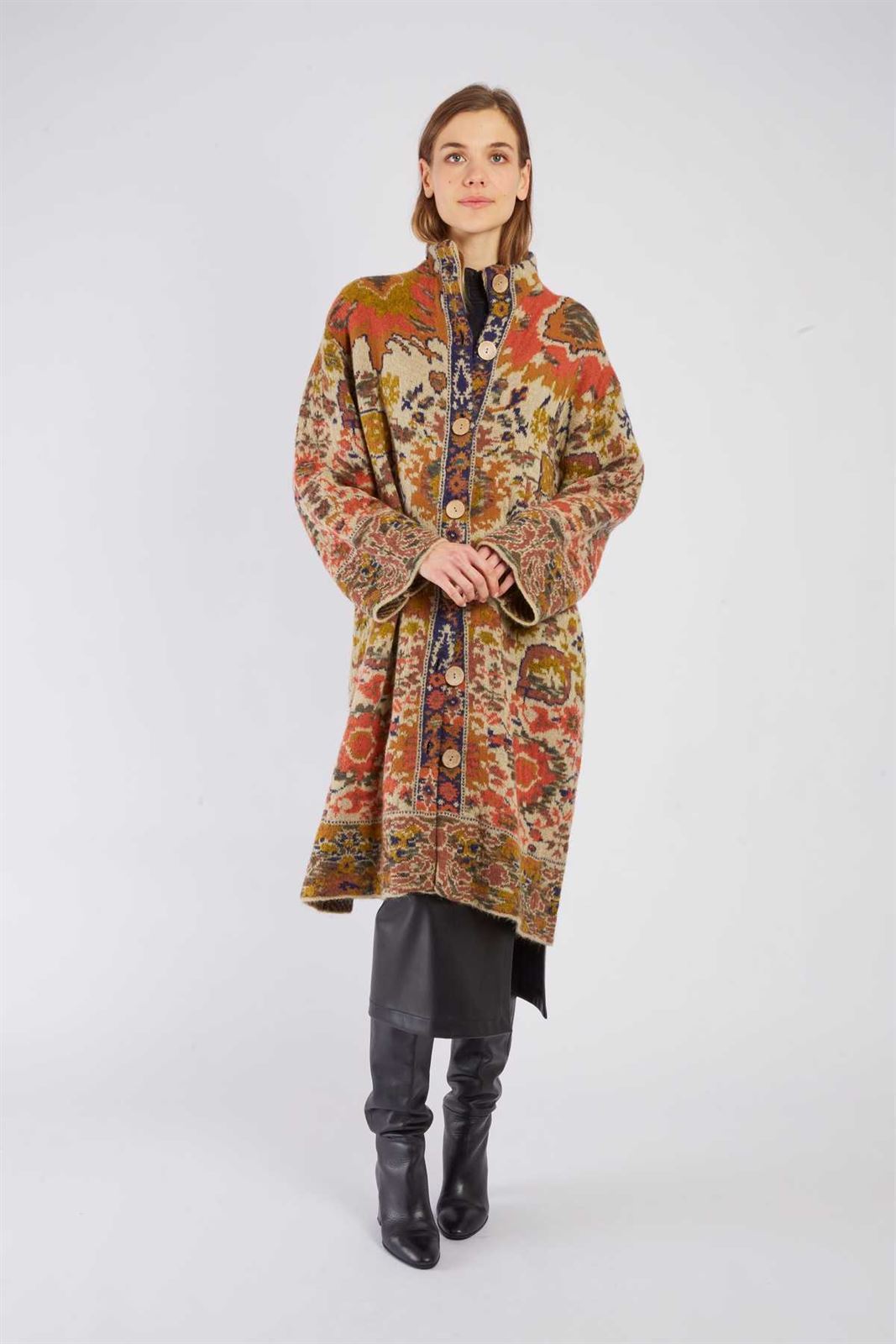 Chaqueta Derhy BARBADES estampada geométricos ocres, camel. - Imagen 5