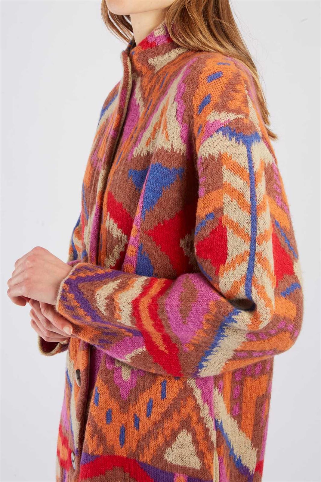 Chaqueta Derhy BAROQUE larga estampado tonos tierra - Imagen 1