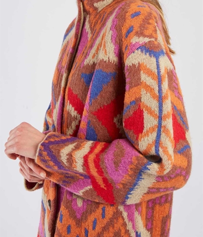 Chaqueta Derhy BAROQUE larga estampado tonos tierra - Imagen 1